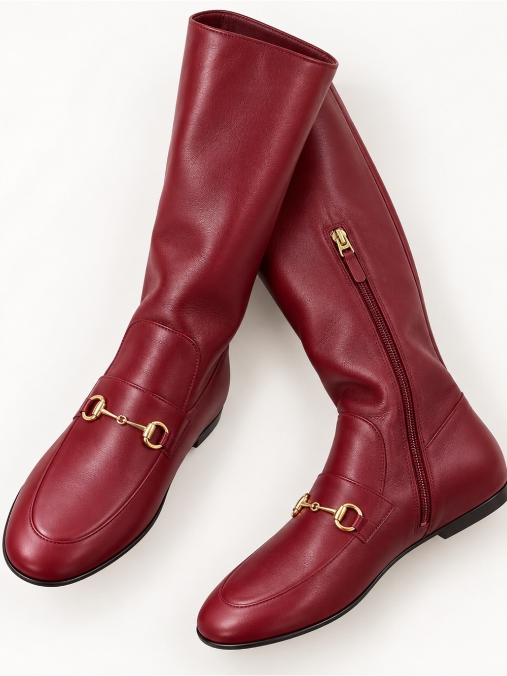 Gucci Jordaan Leather Knee-High Boot Women's Red Boots brand new